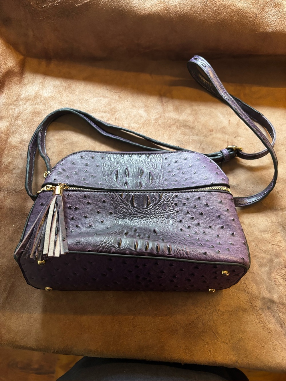 Dasein Purple Shoulder Bag with Zip Pocket
